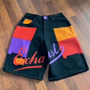 Vintage Exhaust black, orange, red 90s shorts